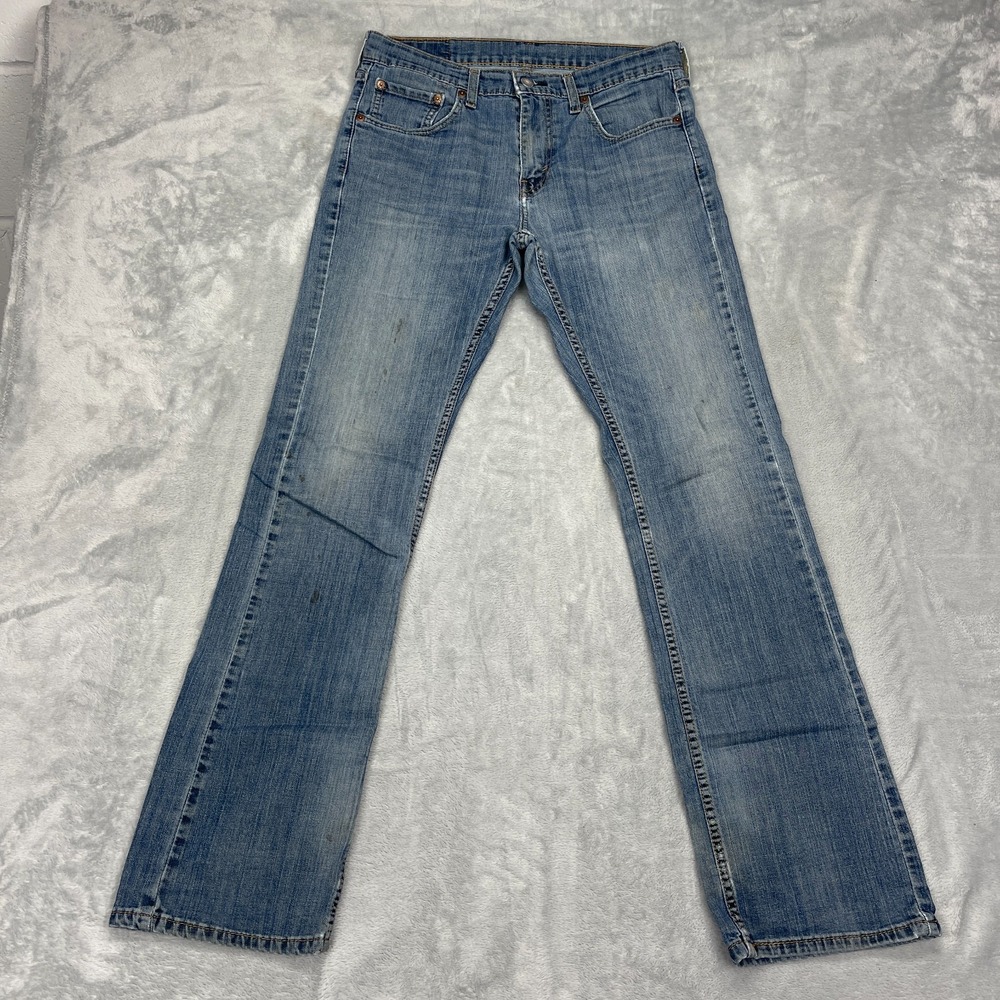 Levi's Jeans Men 32x34 Blue Denim Whiskered Comfort Stretch 527 Slim Bootcut Leg